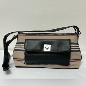 Vintage Liz Claiborn Beige Striped Shoulder Bag Purse